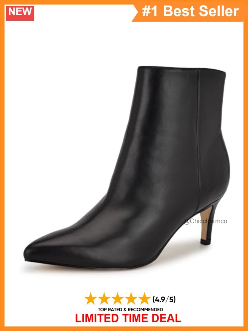 Nine West Women's Sheeba Pointed Toe Stiletto Dress Booties Leather Zip